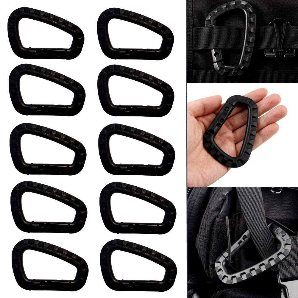 Long BuyJCPLYNN Carabiner Tactical 10Pcs Enforcement Polymer Light Weight D-ring Locking Hanging Hook Tactical Link Snap Keychain
