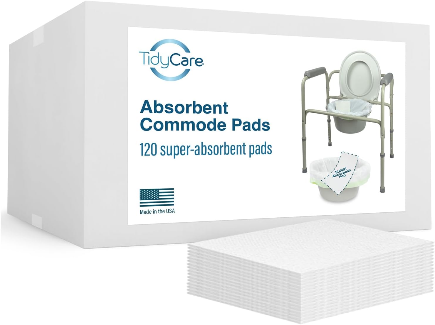 Disposable Bedside Commode Pads for Adult Portable Toilet Chair Bucket and Bedpan | Value Pack of 120 Commode Pads | Universal Fit Absorbent Pads for Home Medical Care