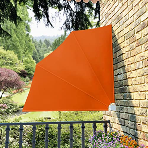 Faltbarer Balkonfächer mit Polyesterstoff, Stahlrahmen, UV- und Witterungsbeständig, Balkonfächer Sichtschutz, Balkonfächer Klappbar, Balkon Windschutz, Terracotta-Rot, 140 x 140 cm