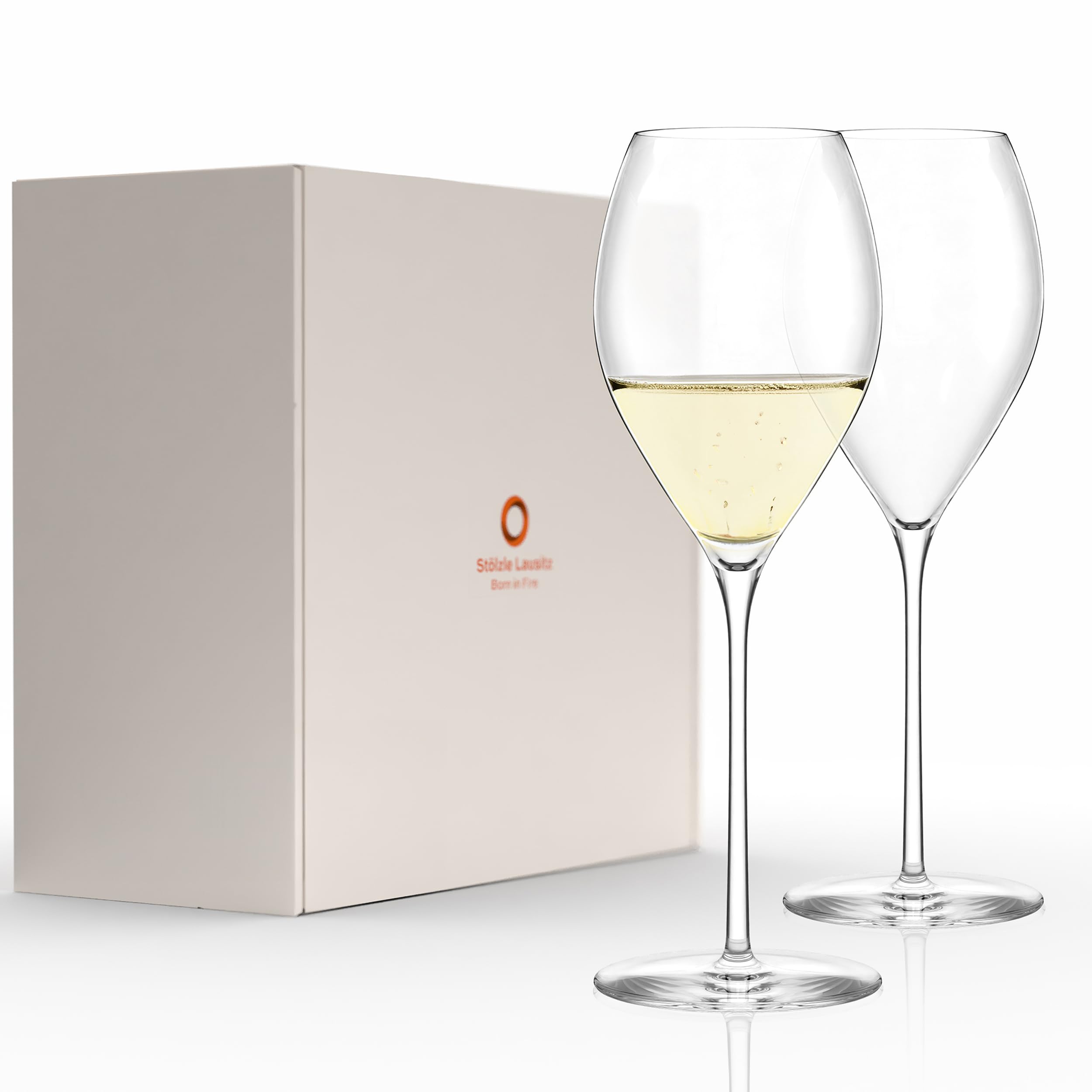 Stölzle Lausitz Bicchieri da Champagne Fino Set di 2, 425 ml – Calici Eleganti per Spumante, Prosecco & Champagne – Bicchieri in Cristallo – Lavabili in Lavastoviglie & Resistenti, Made in Germany