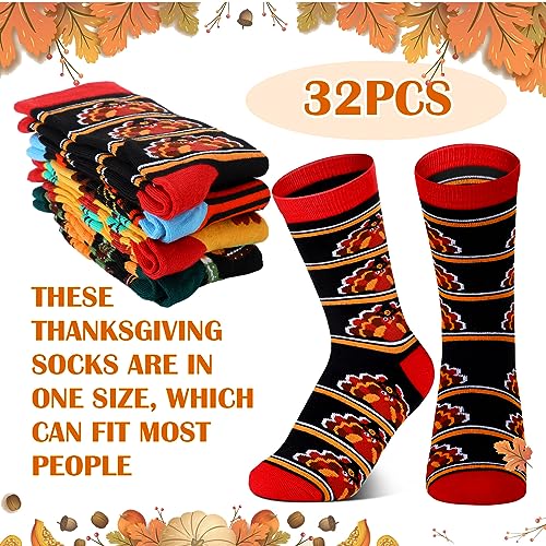 Jeyiour 24 Pair Fall Autumn Socks Men Women Turkey Pumpkin Socks for Thanksgiving Holiday Colorful Gifts3