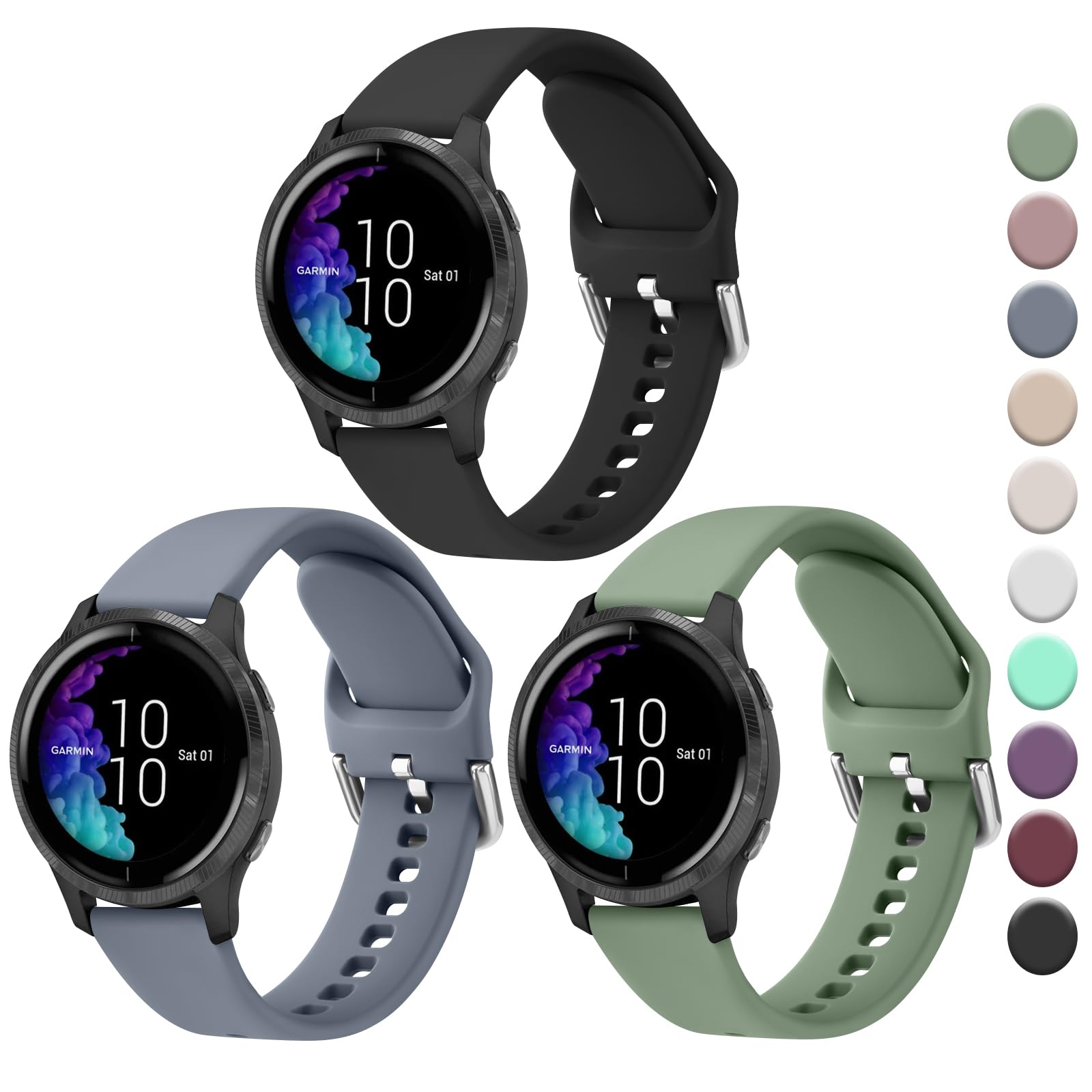 Silicone Bands Compatible with Garmin Vivoactive 6 / Vivoactive 5 / Vivoactive 3 Watch Band, Garmin Venu 2 Plus / Venu Sq / Venu Watch Bands Women Men