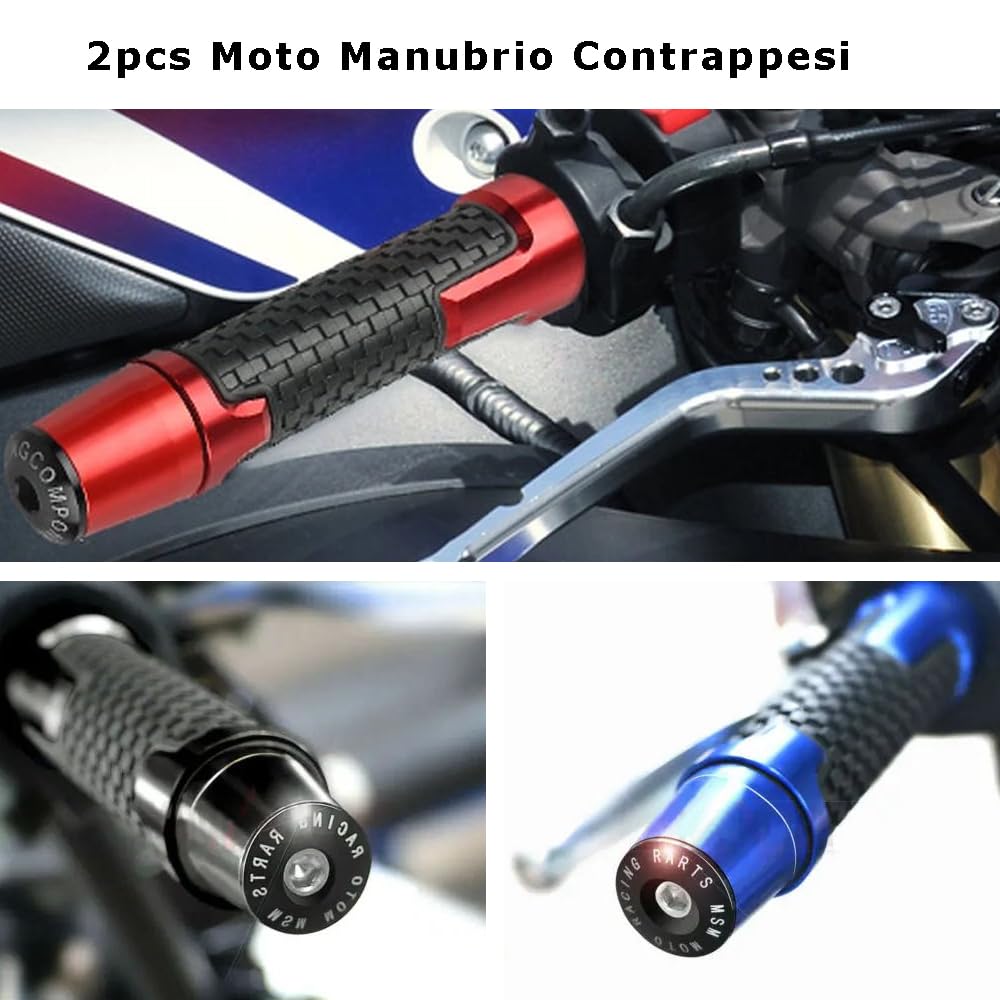 2pcs Motorrad Lenkerenden 22mm 7/8' Lenkergewichte für MT03 MT-07 MT09 YZF-R6 YZF-R3 YZF-R7 YZF-R125 XSR700 XSR900 Tracer 700/900 2000-2021 2022 2023（Rot）