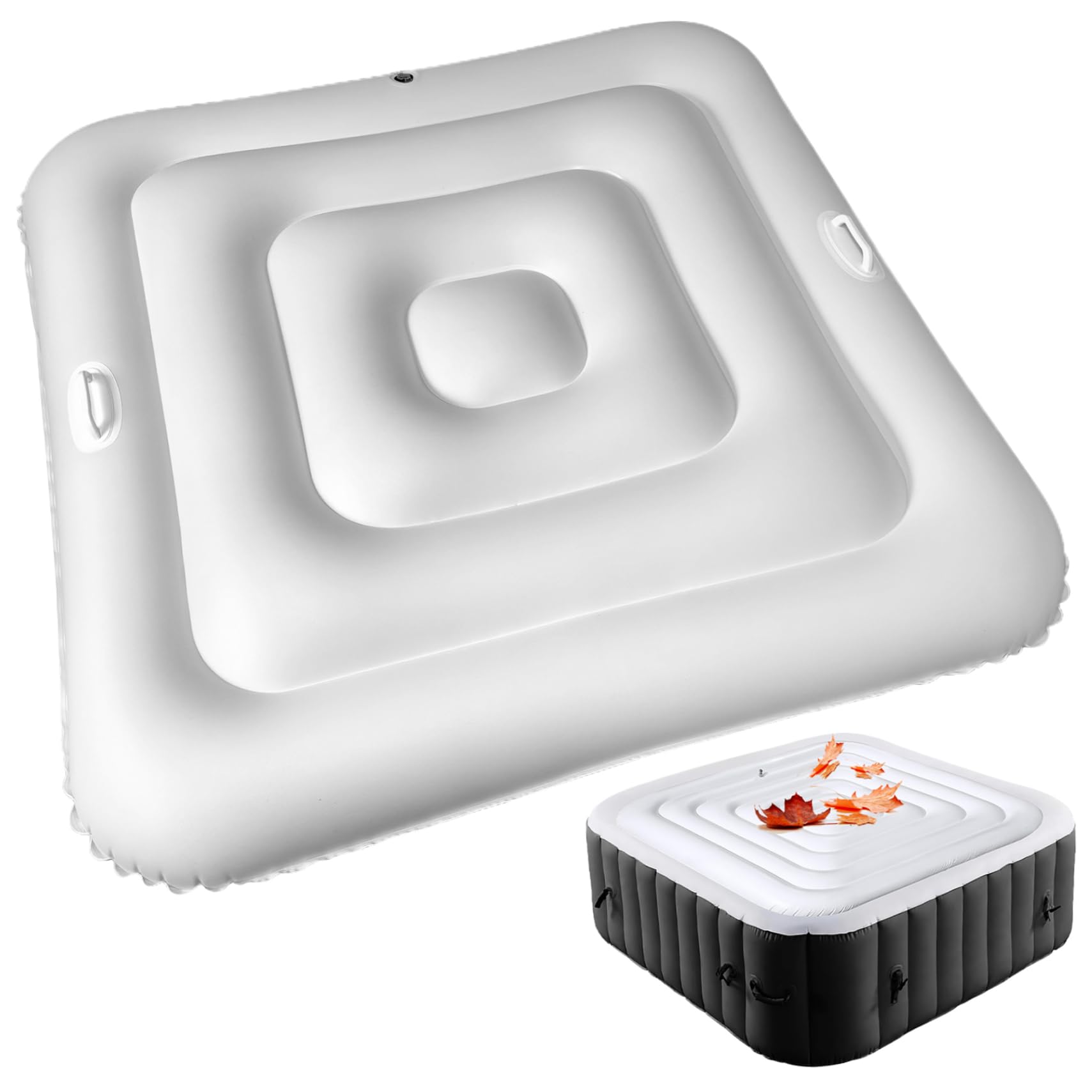 Coperchio di vasca idromassaggio, copertura per vasca idromassaggio gonfiabile da 55 pollici in PVC Coperchio di vasca idromassaggio con manico e coperture spa a pioggia a pioggia a prova di foglie v