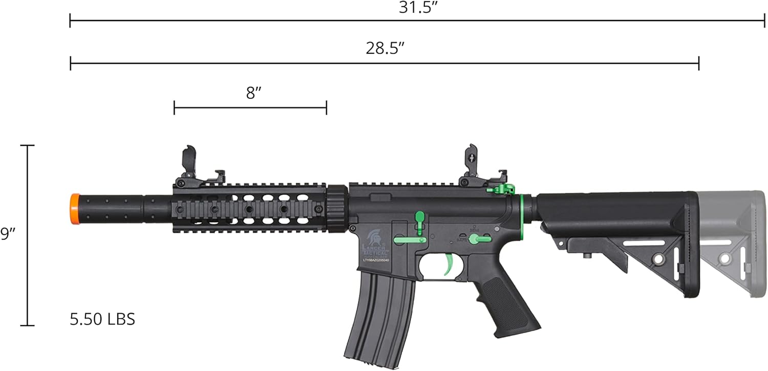 Lancer Tactical Gen 2 M4 SD AEG Airsoft Nylon Polymer with Battery and Charger（High fps/Low fps