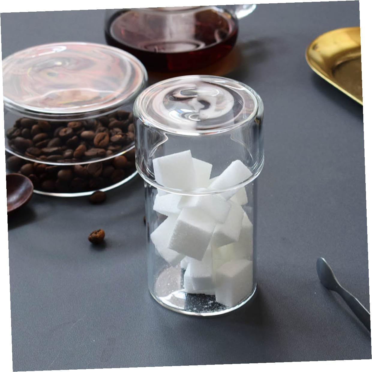 Glas Vorratsdosen aus Klarem Glas mit Deckel 4 Stück Lebensmittelaufbewahrungsbehälter Luftdichte Aufbewahrung für Salz und Kaffeebohnen für Haushalte