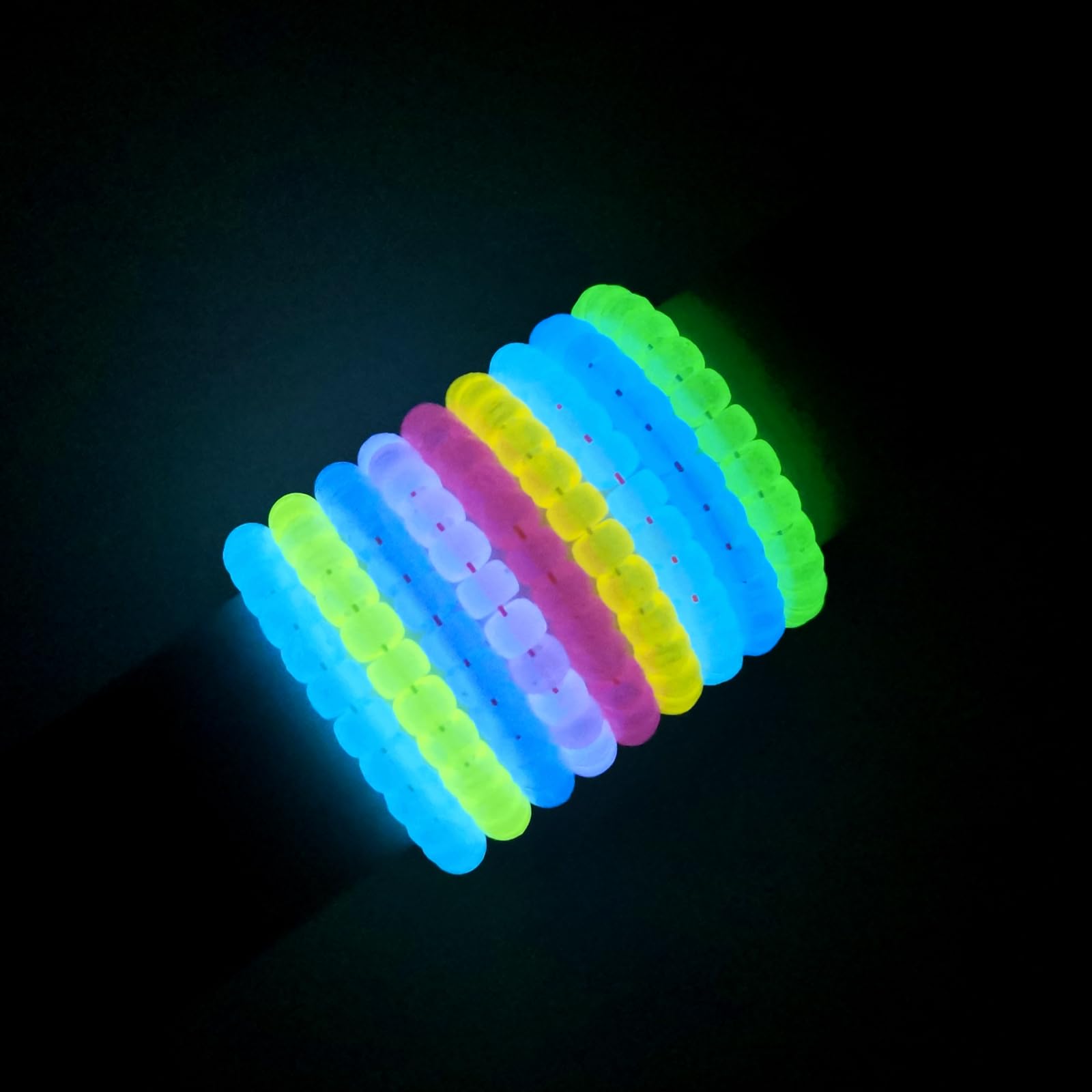 Lot De 1000 Perles Pony Multicolores Phosphorescentes En Plastique