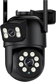 Security Camera, 8MP 4K Dual Lens PTZ IP Camera with Dual Screen 4MP HD 4X Digital Zoom Auto Tracking Wireless Outdoor Surveillance Camera, for Security Outdoor/Indoor (4MP Add 64G Card)(4MP Add 1