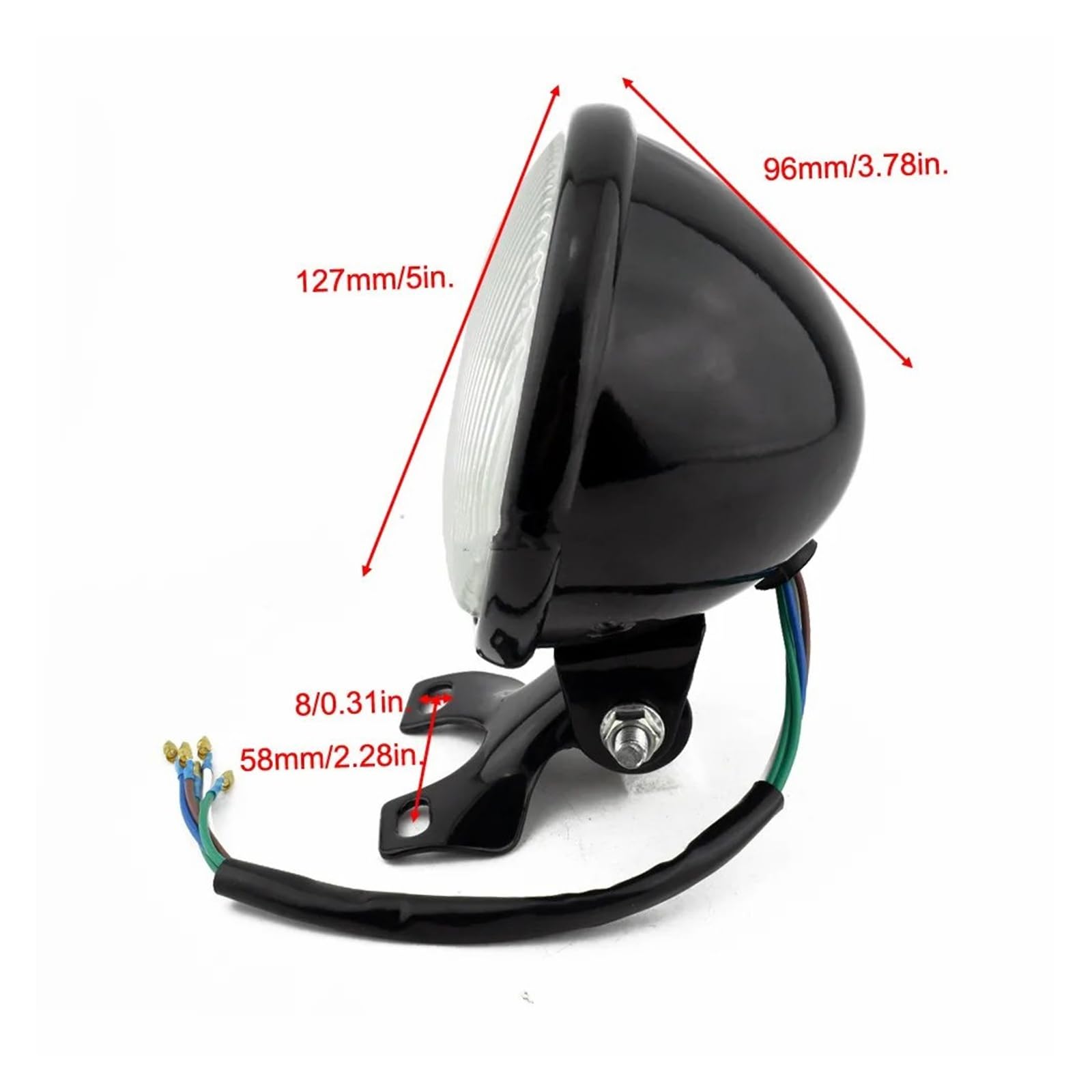 Phare LED Universel Pour Moto, 35 W, 12 V CC, Rond, Pour Scooter, Éclairage Avant Vintage Kit Phares Moto(Black Clear)