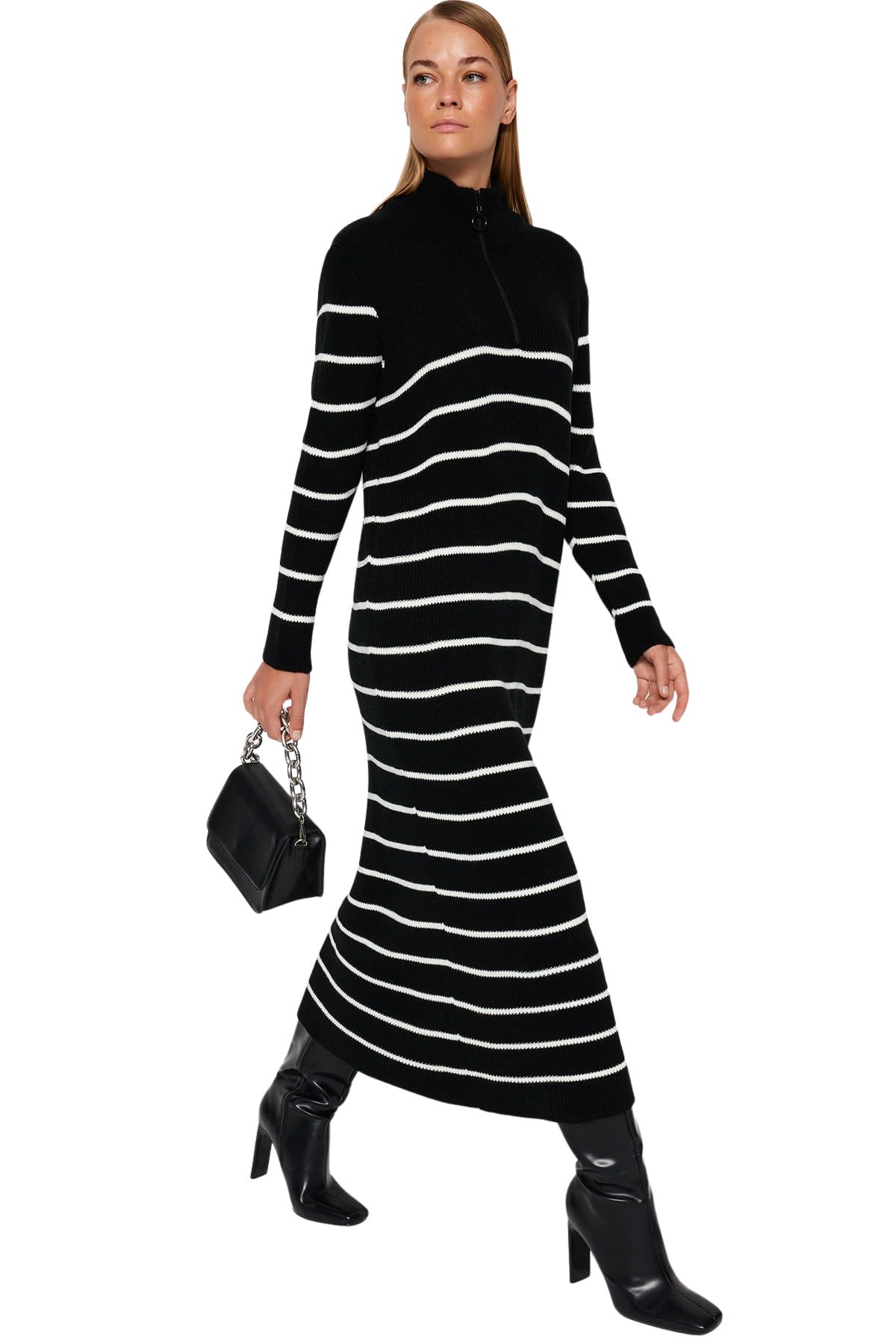 Trendyol Women's Dress-Black-Shift Kleid, Schwarz, X-Large