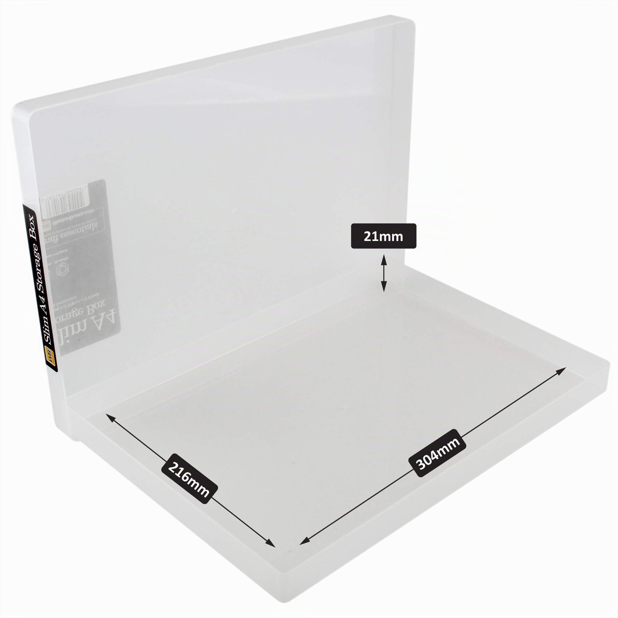 WestonBoxes Präsentations- oder Aufbewahrungsboxen aus dünnem Kunststoff im A4-Format für A4-Papier (Klar/Transparent, 5 Stück) | 24mm Außentiefe | 304x216x21mm innen | 150 Blatt A4 | Präsentation, Ablage | Säurefrei | Hergestellt in Großbritannien