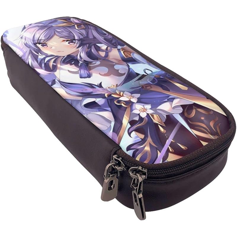 ペンケース 刻晴 原神 筆箱 立つ 大容量 二階建て 筆袋 ペンポーチ 防水 文具ケース 文具収納ケース 鉛筆入れ 小物収納 ふでばこ 化粧ポーチ 革 良質で耐久性 使いやすい 携帯便利 ダブルファスナー 大人 中学生 男子 男女兼用 多機能 コンパクト シンプル 贈り物