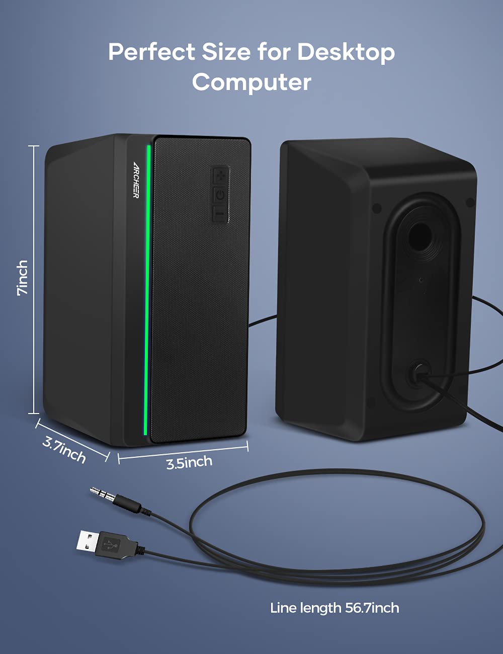 Buy ARCHEER Gaming Computer Speakers 2.0 Enhanced Stereo RGB Speakers