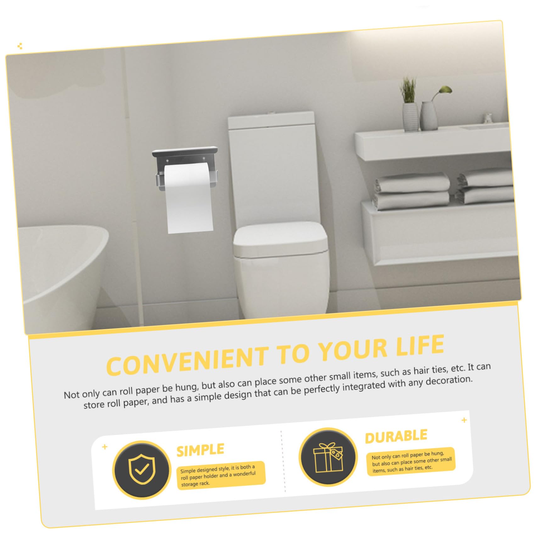 Porta Carta Igienica da Parete in Acciaio Resistente Nero con Mensola Multifunzione per Bagno e Cucina Supporto Robusto per Spazio per Telefono Occhiali e Accessori