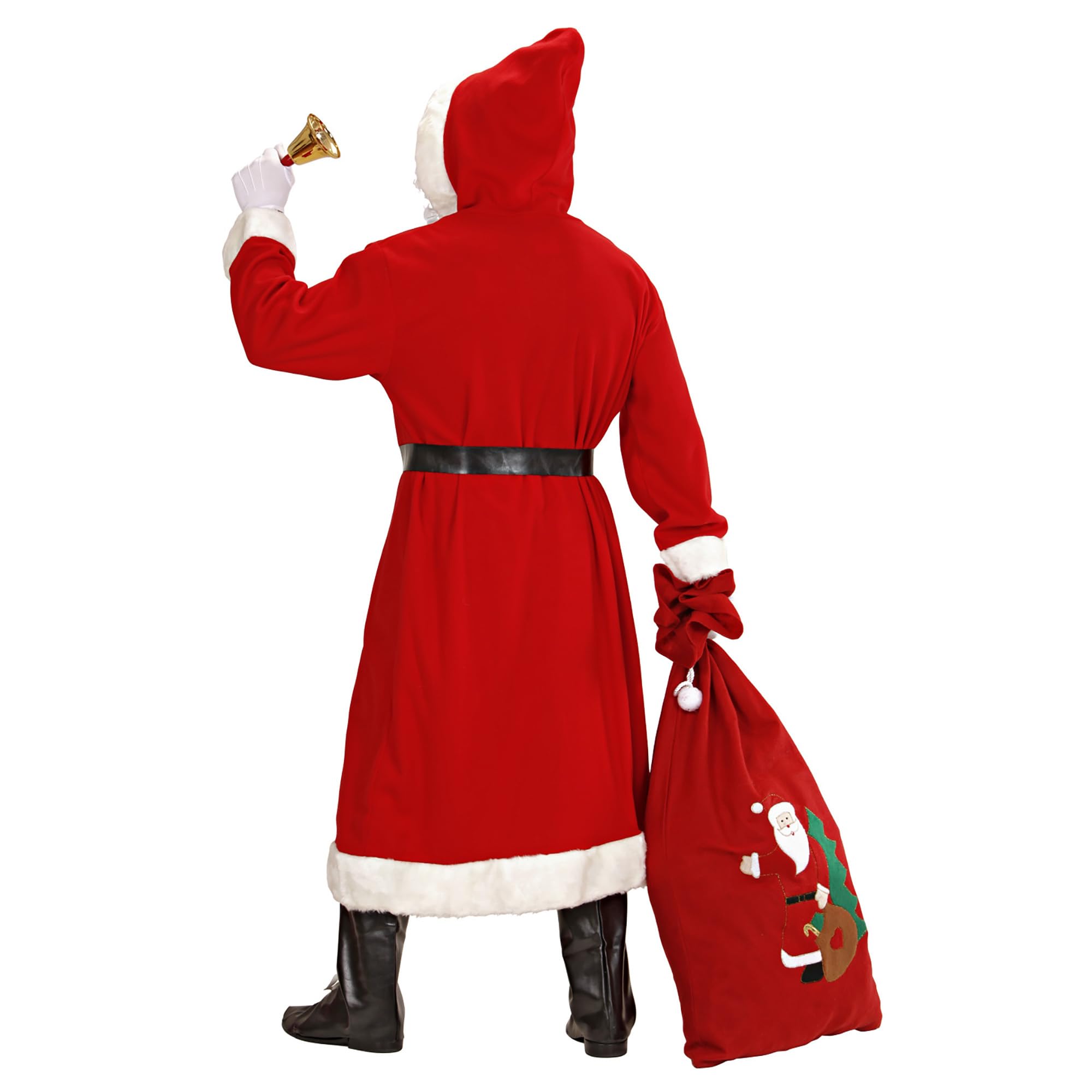 W WIDMANN MILANO Party Fashion - 1544V - kostium Ojca Bożego Narodzenia, 6 części, płaszcz z kapturem, pasek, nakładki na buty, peruka, broda z wąsami i brwiami, przebranie na Boże Narodzenie
