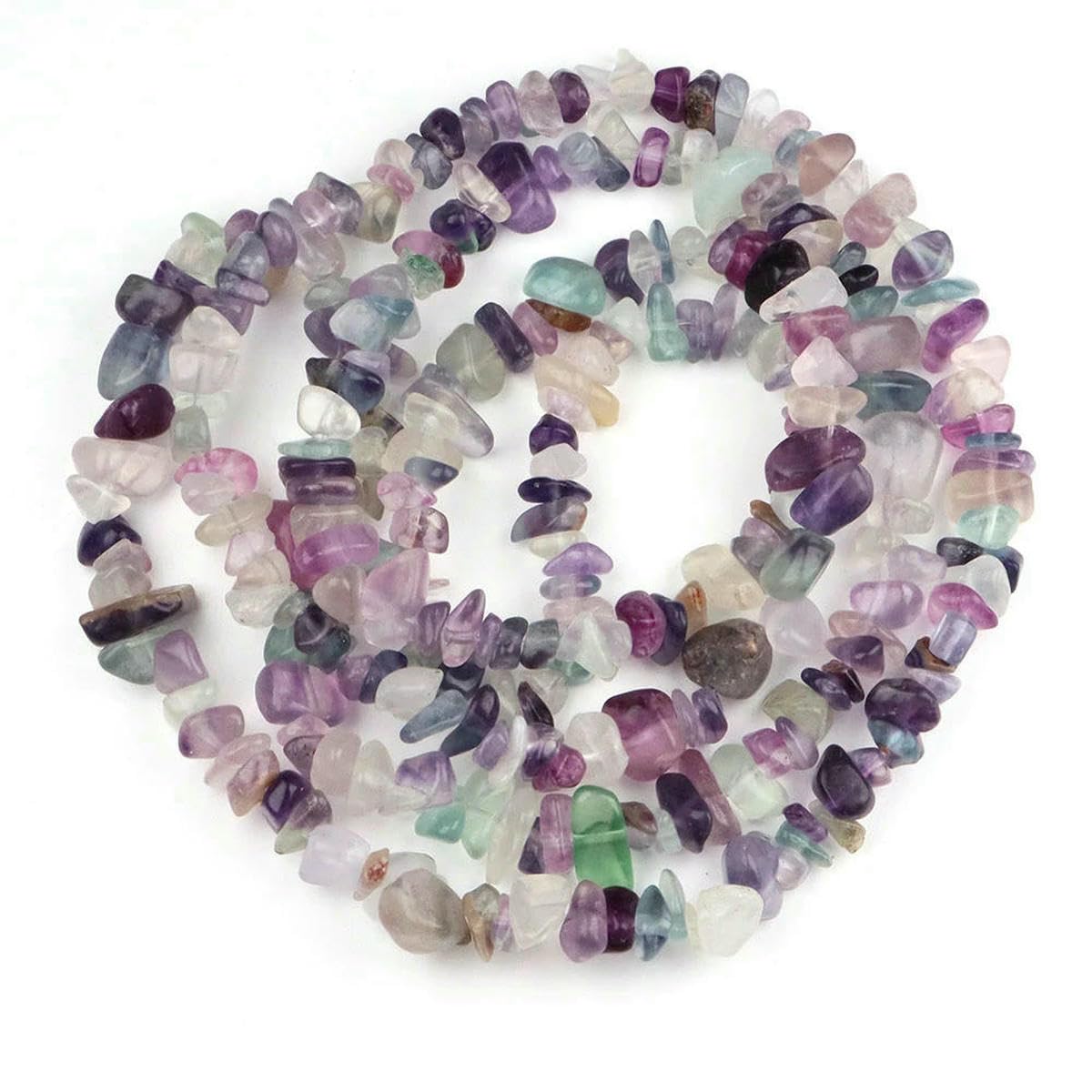 Cuentas irregulares de grava de forma libre, piedra natural, malaquita, amatista, gema, para hacer joyas, collares y pulseras, 16 pulgadas, fluorita, 10 unidades (aprox. 32 pulgadas)