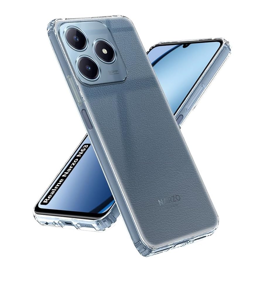 Image of COVERBLACK Soft Rubber Silicon Clear Back Cover Compatible Model for Realme Narzo N63 4G - Transparent
