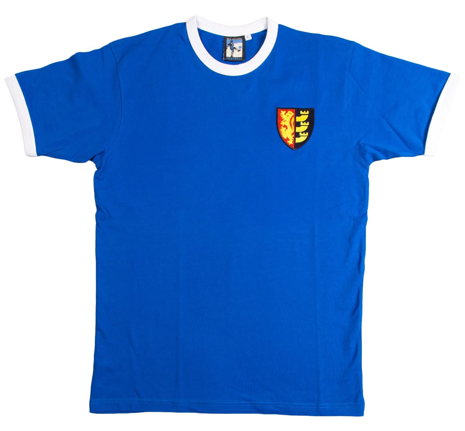 Old School Football Royal/White Ipswich 1960S Retro Football T Shirt Embroidered Logo (M)