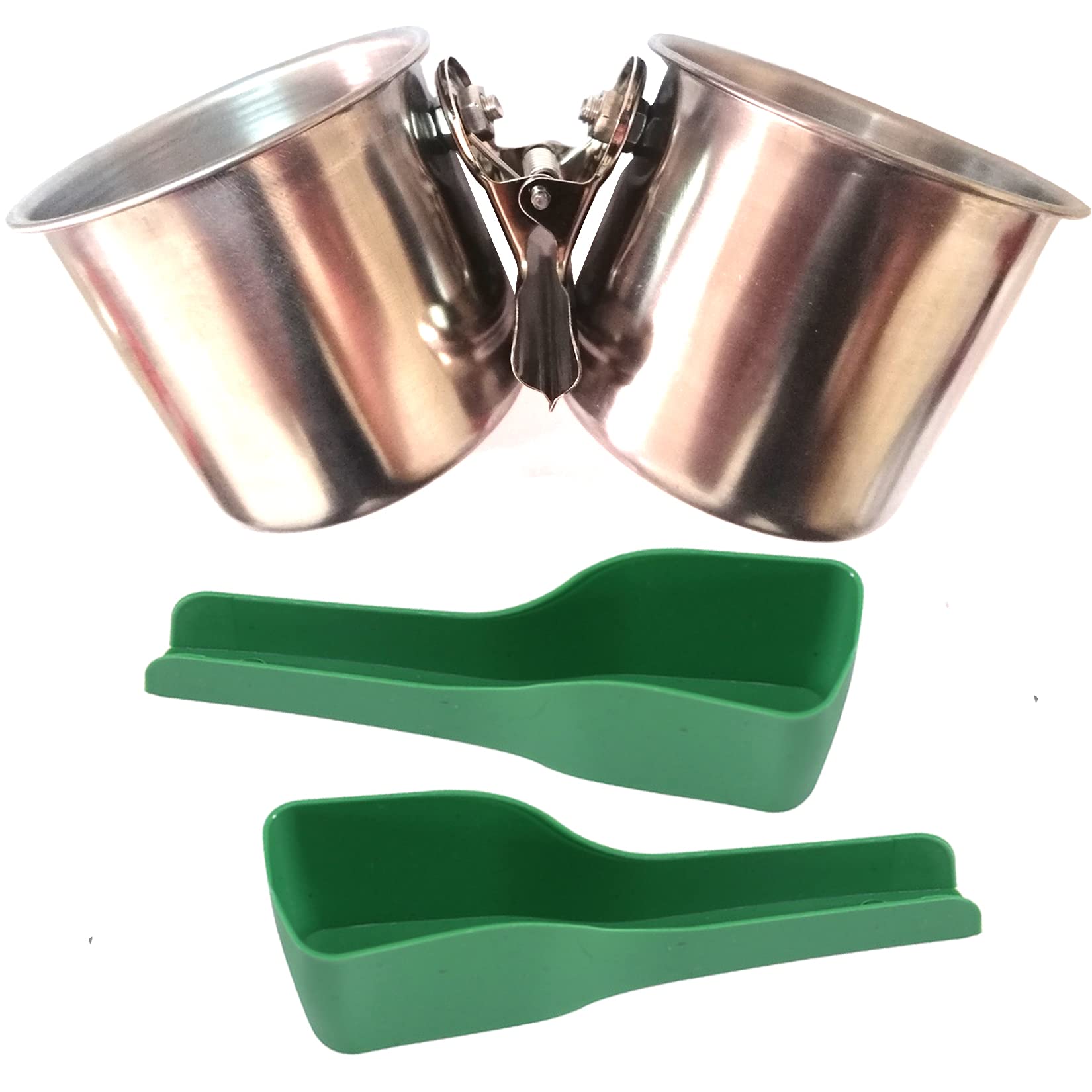 Parrot Feeding Cups Bird Feeding Double-Sided Cup with Clamp Holder Fit for Bird Wooden Perch