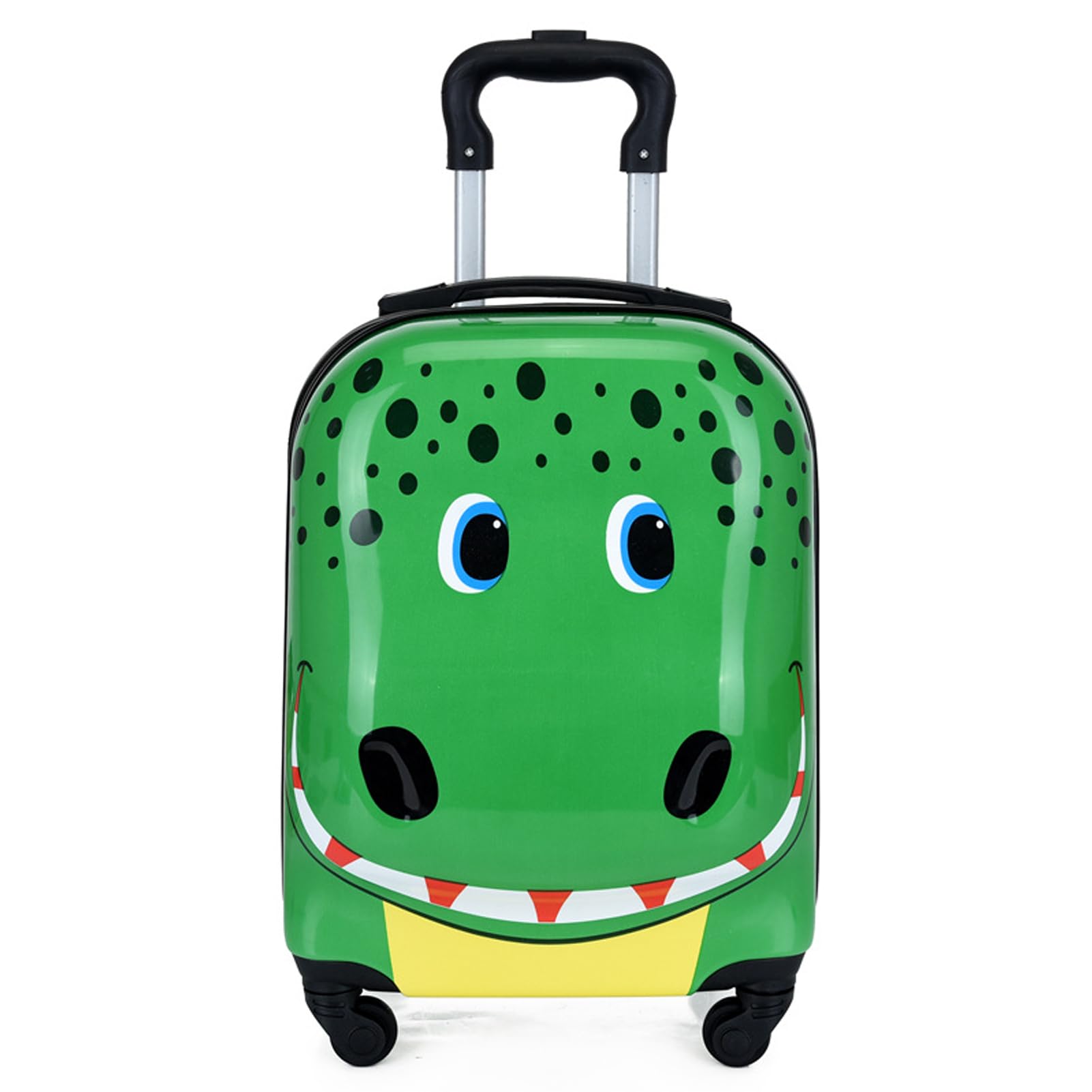 Cute Dinosaur Kid’s Luggage Suitcase 18’’ Carry on Hardside Spinner Toddler Luggage Travel Rolling Luggage Girls Boys(Green Dinosaur)