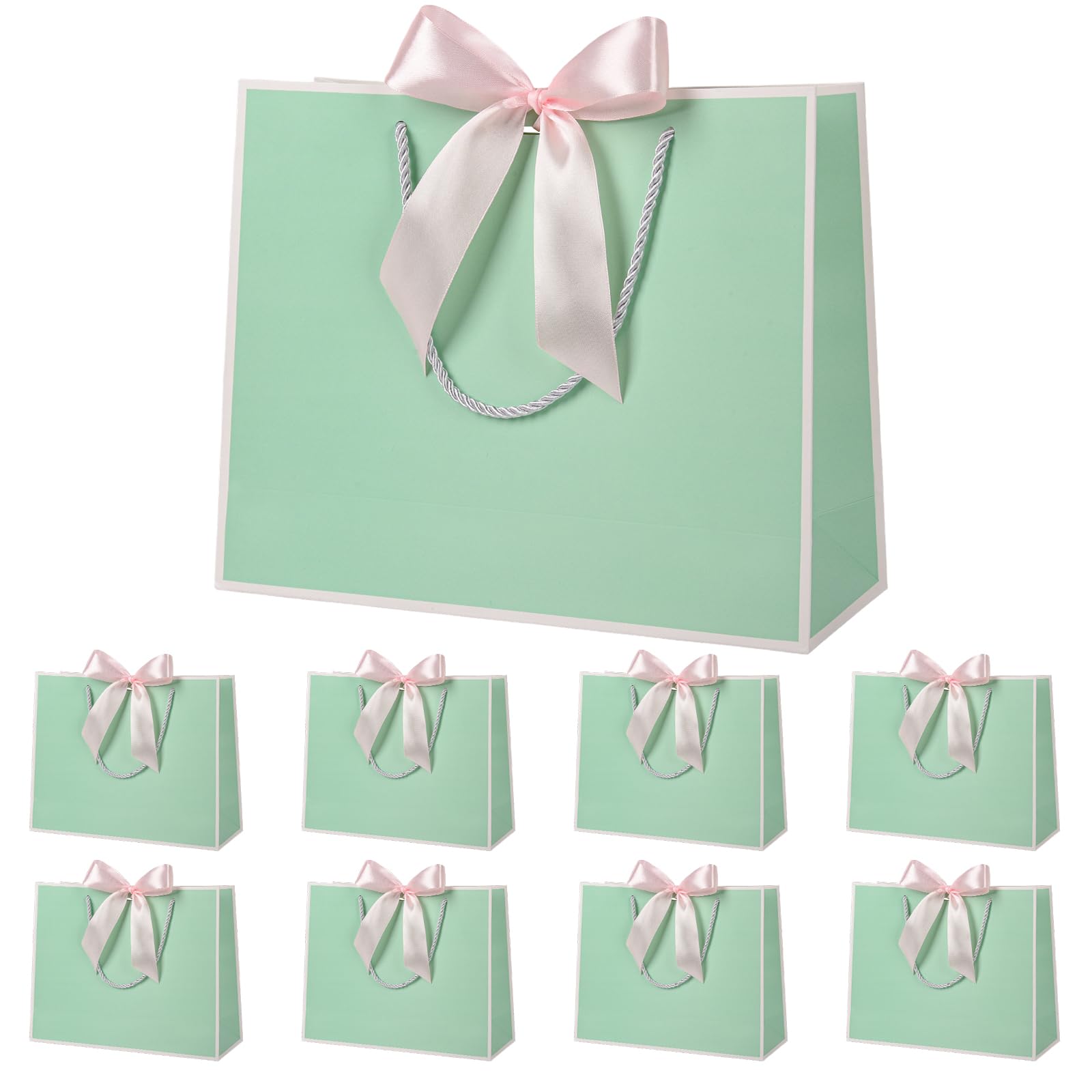 Yieseang Large Gift Bags for Presents,Luxury Present Bags for Bridesmaids,Wedding,Birthday,Hen Party,Christmas,Bridal Shower,8 Pack,Green — image 1