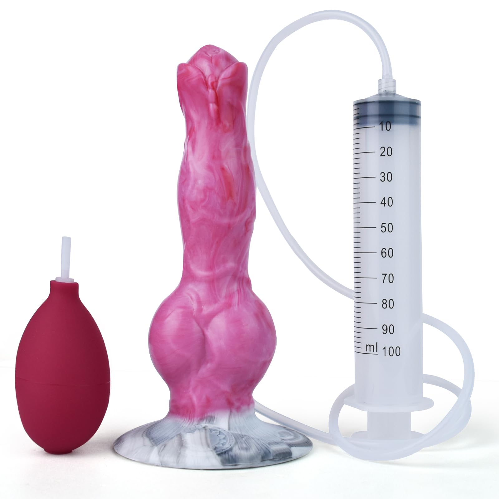 Squirting Dog Knot Dildo Realistic Wolf Ejaculating Pink Dildos with Powerful Hands-Free Suction Cups Simulated Animal Dildos Adult Sex Toys Anal Plug for Beginners Men Women Couples