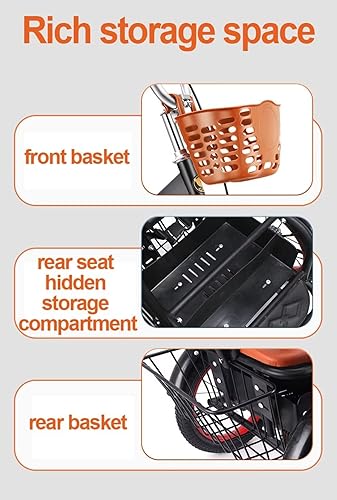 Miniatura 5 de Triciclos de pedales grandes con rueda inflable, bicicleta tándem de 3 a 8 años, triciclos para niños con mango de empuje para padres, compartimento