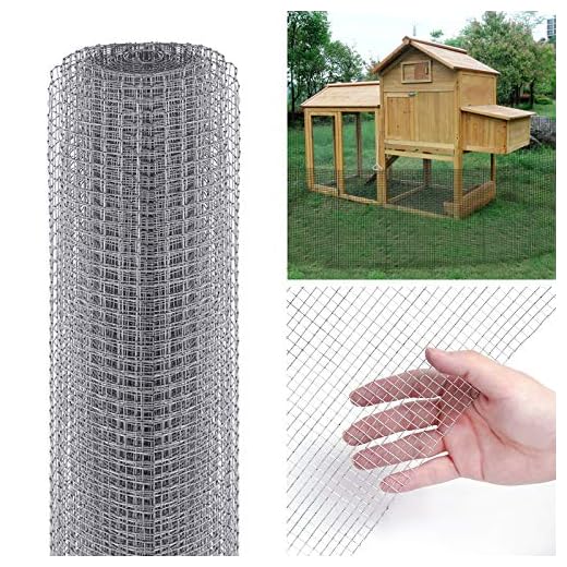 Tooca Hardware Cloth 1/4inch Chicken Wire Mesh, 46in x 25ft, 23 Gauge Hot-Dipped Galvanized Material, Fence Wire Mesh for Chicken Coop/Run/Cage/Pen/Vegetables Garden and Home Improvement Projects
