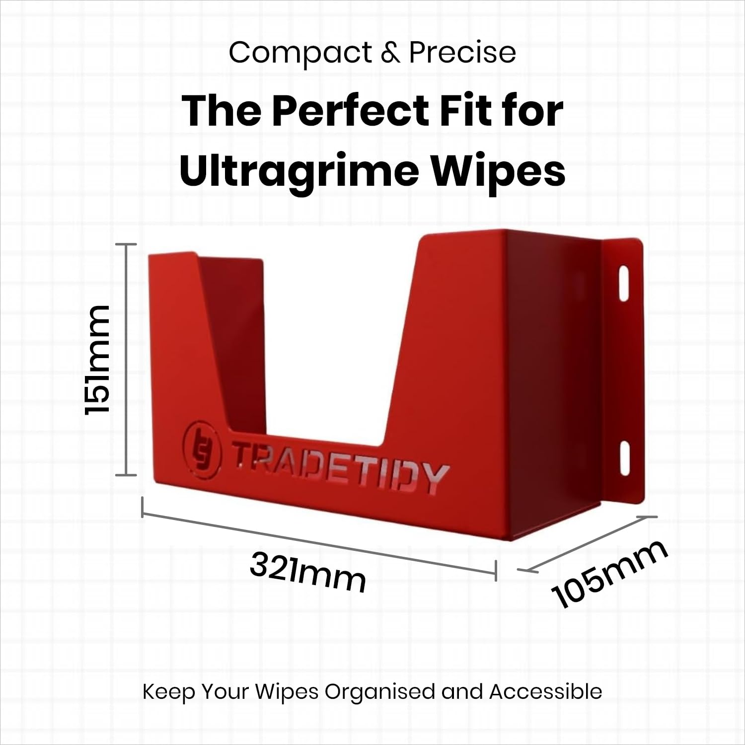 Tradetidy Ultragrime - Soporte para toallitas de acero, ideal para furgonetas, garajes, talleres, color rojo