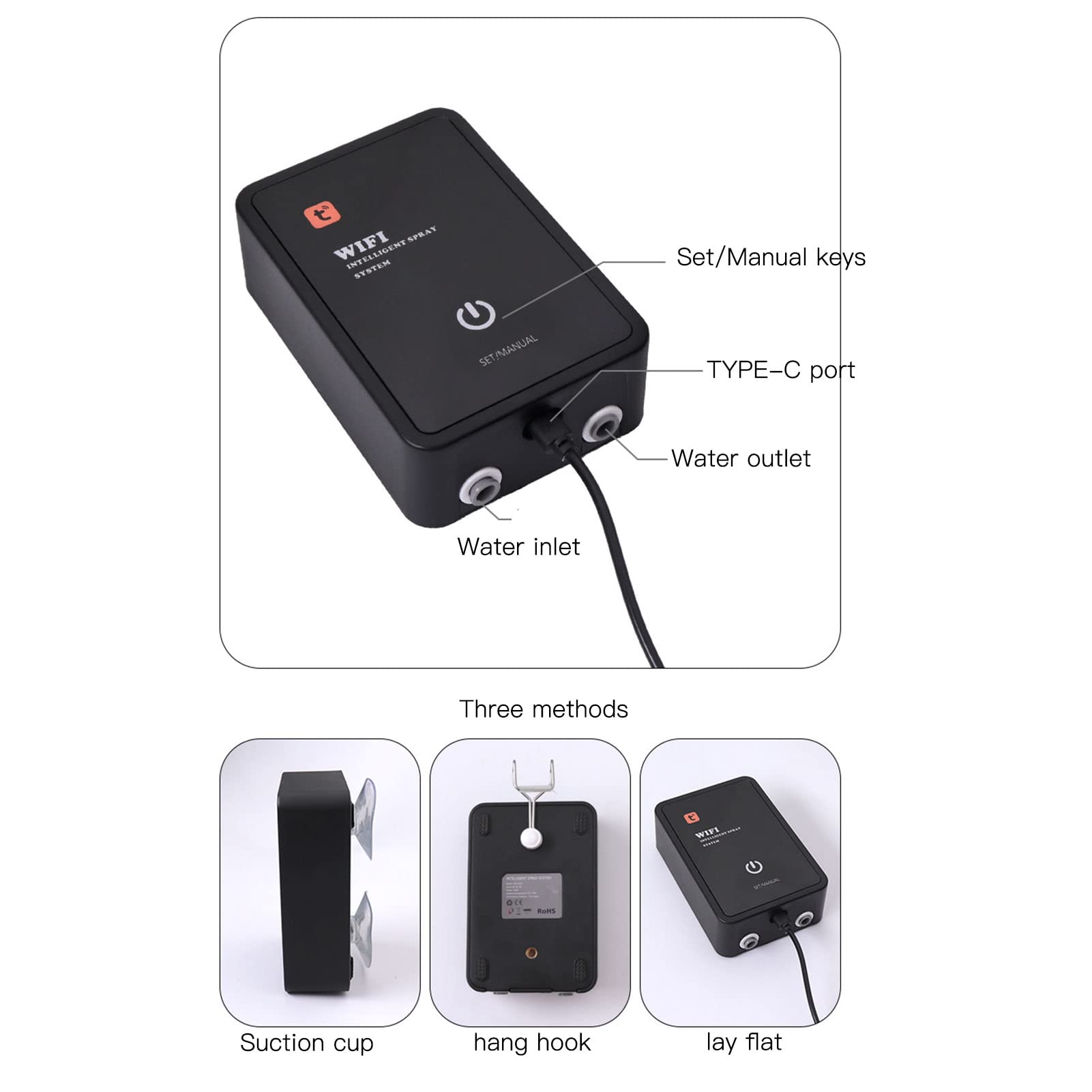 Cryfokt Humidificador para Reptiles, de Nebulización Controlado por WiFi con Panel Táctil y Boquillas de Pulverización Ajustables para Terrario Rana Serpiente Lagarto (Enchufe de la UE)
