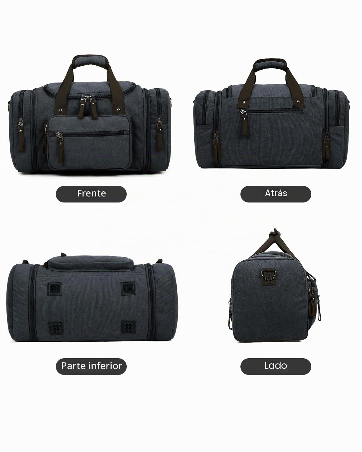 Bolsa de Viaje Expandible, 35-40L Bolsa de Viaje la Lona con Bolsillo múltiple, Grande Retro Weekender Bolsa de Deporte para Hombre, Negro