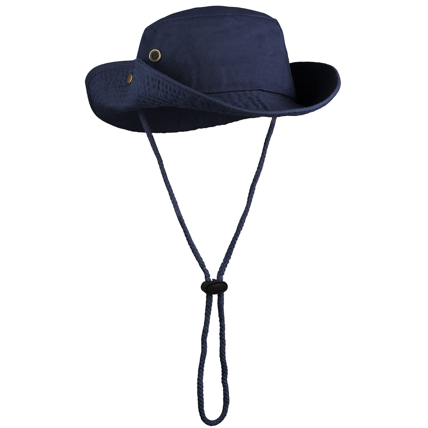 Sombrero de ala ancha para senderismo, pesca, safari, boonie, 100% algodón, protección solar UV para hombres y mujeres, actividades al aire libre, marino, Large/X-Large
