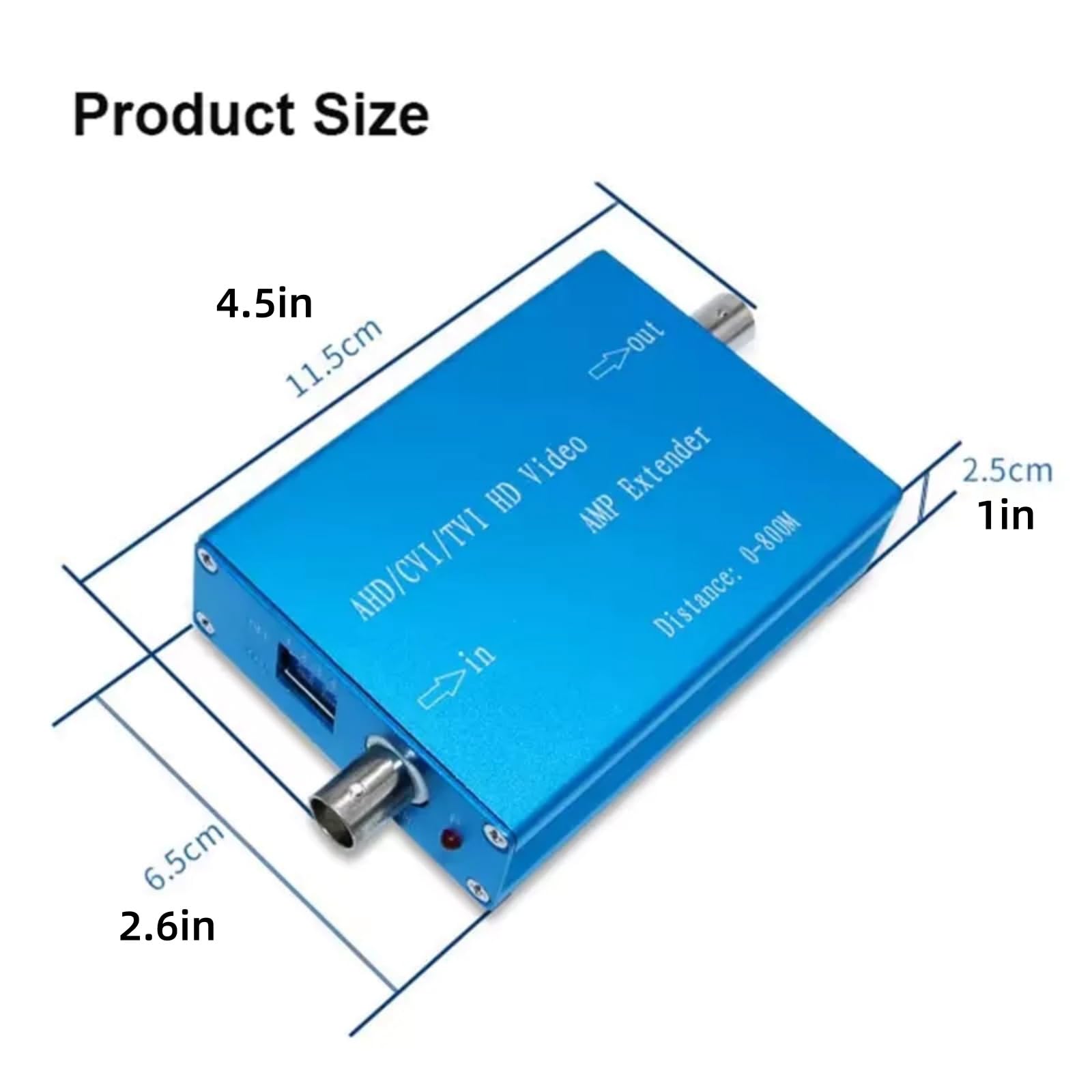 DC12V 1A Analog AHD CVI TVI HD Video AMP Extender with Power Adapter Up to 800M Signal Range for CCTV Camera System