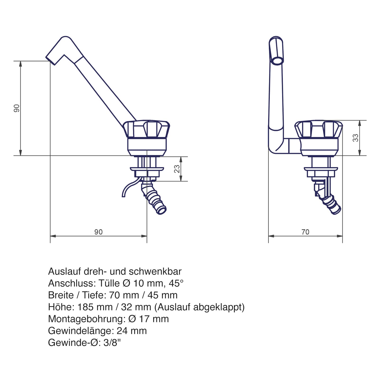 Unbekannt 12 V kran do przyczepy kempingowej, z tworzywa sztucznego ABS, wysokość konstrukcyjna: 135 mm, 90 g, brązowy
