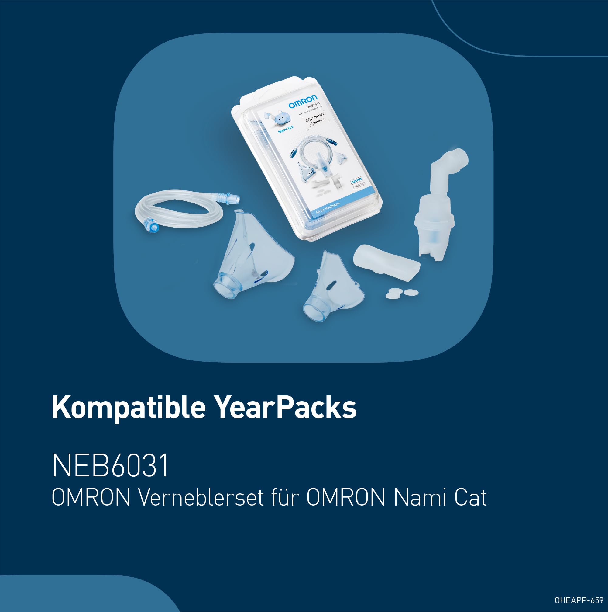 OMRON Nami Cat Inhalationsgerät – Inhalationsgerät kinder, leistungsstarker Kompressor für schnelle und effektive Behandlung von Atemwegserkrankungen bei Kindern