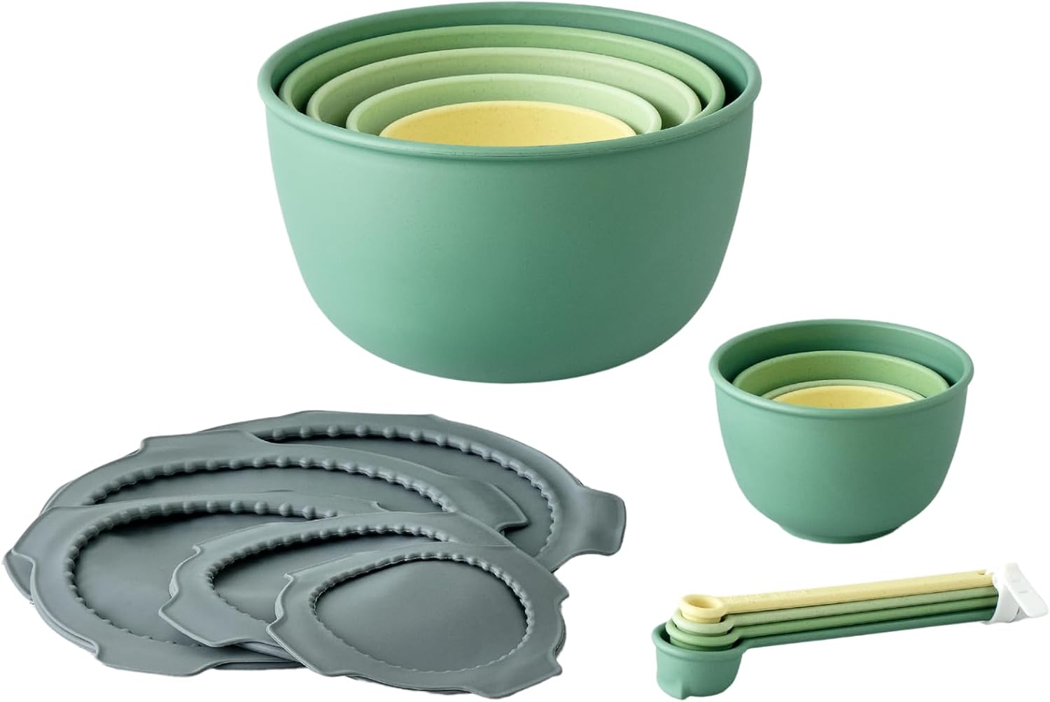 Bamboozle Mixing Bowls | 5 Piece Plant-Based Nesting Bowl Set | Matte Finish | Multi-Color | Dishwasher and Microwave Safe | Fresh Guacamole