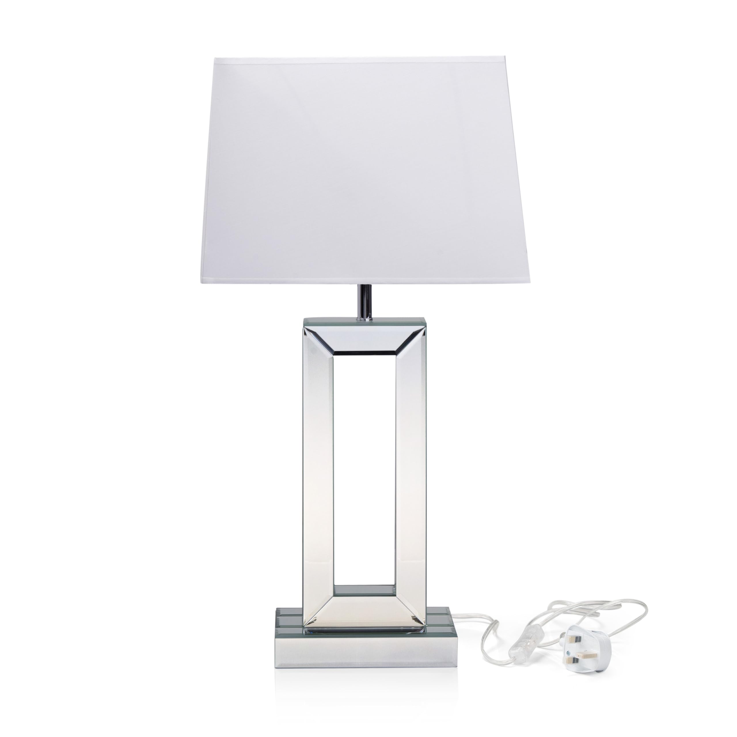 Crystals Clear Mirrored Table Lamp With Crushed Diamond Sparkle – Decorative Bedside Light With Glitter Shade – Elegant Design For Living Room, Bedroom Or Hallway (Lamp Design 2)