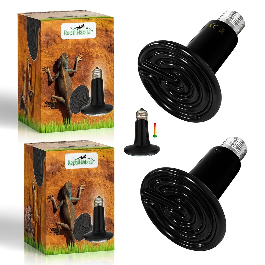 Pack 2× 25w Bombilla Infrarroja ReptilHábita – Calor para reptiles 24h – Terrarios, serpientes, tortugas, pogonas – Luz roja suave – Rosca E27 – (25W) — view 9