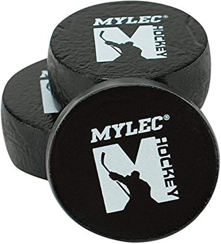 Mylec Mini discos de hockey para uso en interiores, ligeros, rellenos de espuma, talla única (negro, paquete de 3)