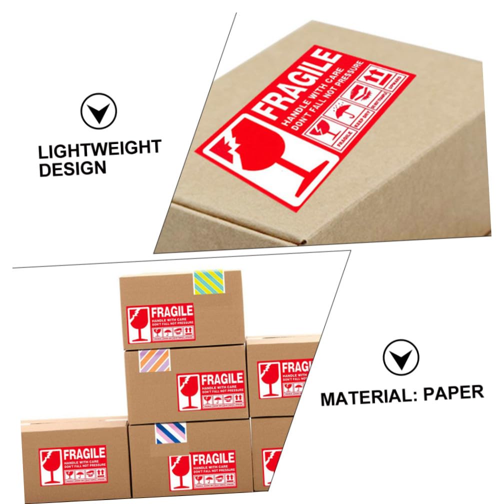 Etichette Adesive Fragile Rosse 300 Pezzi Carta per Spedizioni | Perforazione, Autoadesive, Design Leggero, Rotolo per Imballaggio e Trasporto