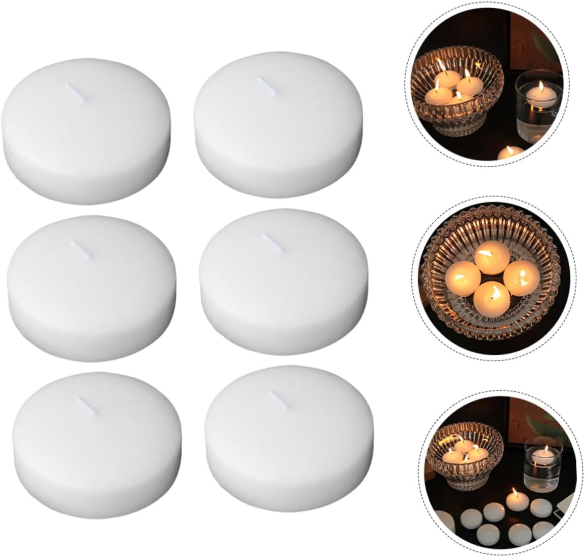 SHINEOFI 6pcs Small Unscented Floating Tea Candles 4.5x2.5cm Water-Resistant Party Candles for Weddings Birthday Home Decor Romantic Tealight Set