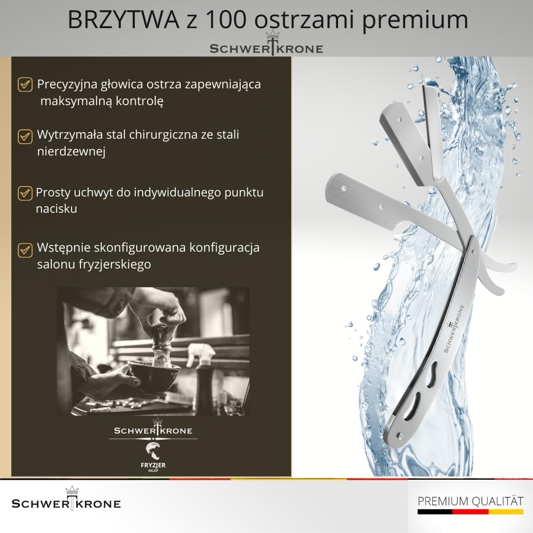 Schwertkrone maszynka do golenia ze stali nierdzewnej ze 100 ostrzami premium i etui