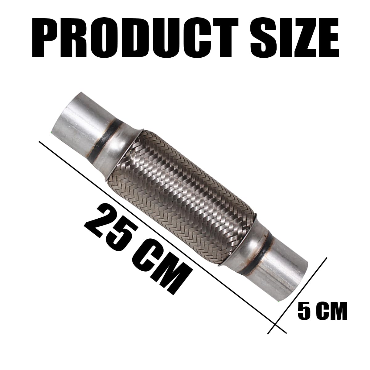 JNNJ Tubo Di Scarico Universale Soffietti in Acciaio Inox Intrecciato Tubo Giunto Flessibile, Auto in Acciaio Inox Tessuto Scarico Tubo Flessibile, Riparazione Ondulato Giunto(50x250mm)