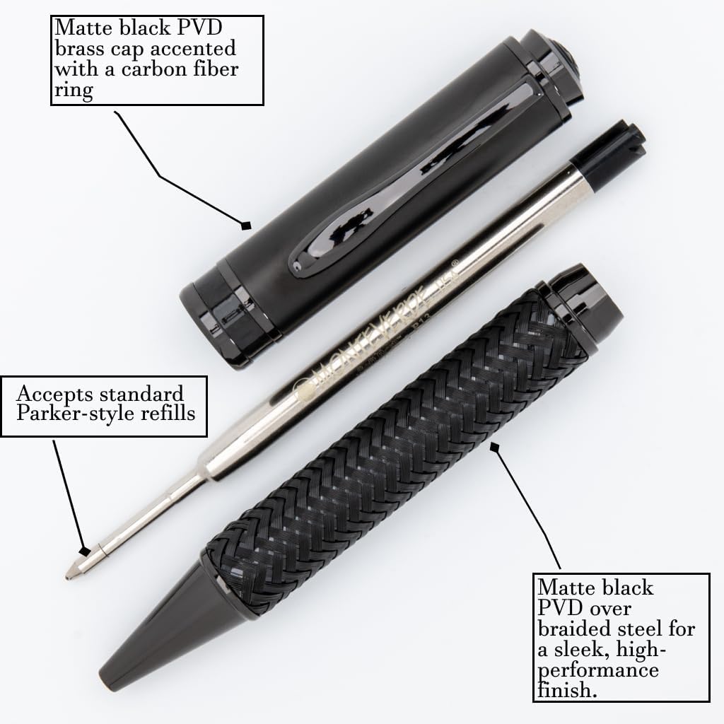 Monteverde USA Innova Formula M Luxury - Penna a sfera con finitura in carbonio nero - Inchiostro gel blu liscio - Design moderno - Penna Parker ricaricabile
