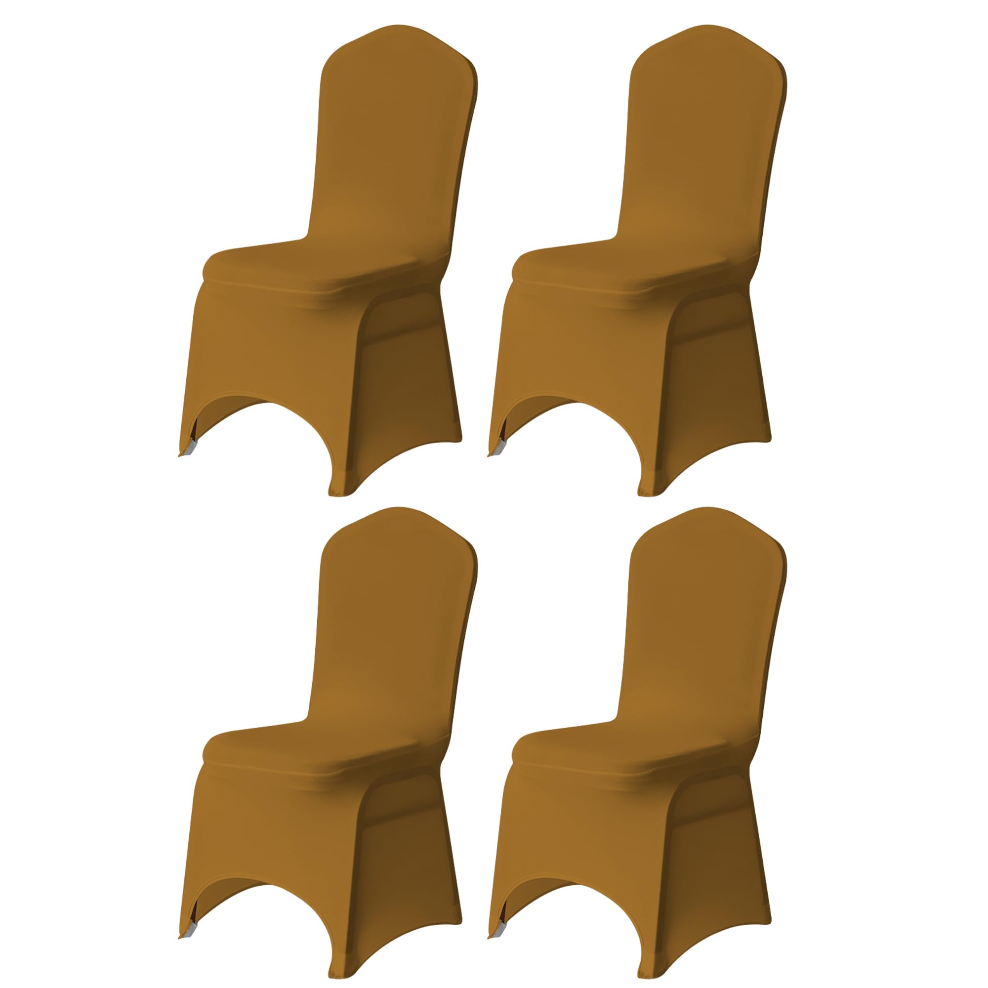 Trimming Shop 4pcs Gold Wedding Chair Covers Stretch Slipcovers — image 1