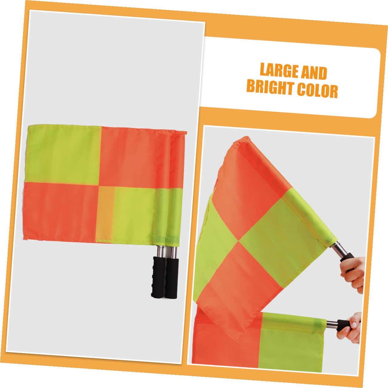 Angoily Set 2 Bandiere Arbitro Calcio a Scacchi 50x40 Cm in Poliestere, Bandierine Guardalinee Visibili per Partite e Allenamenti di Calcio, Accessori Kit Arbitro Sportivo Stile