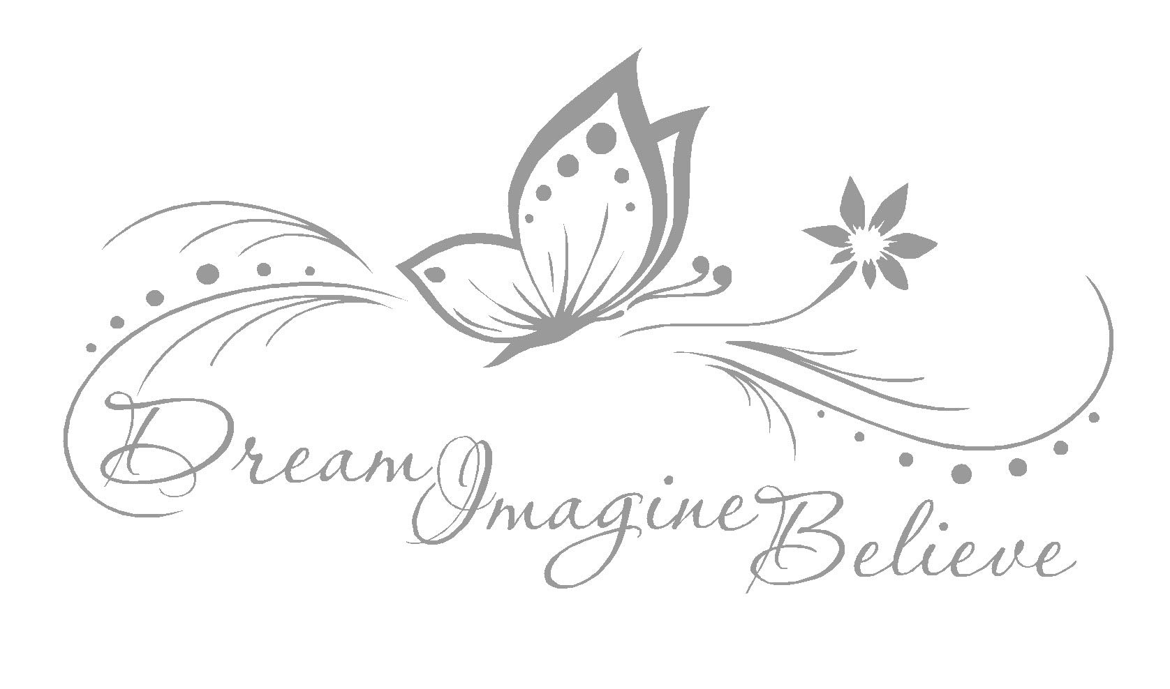 Lightningsigns Grey Dream Imagine Believe Butterfly Life Quote Inspirational Sticker Vinyl Decal Wall Art (Grey)