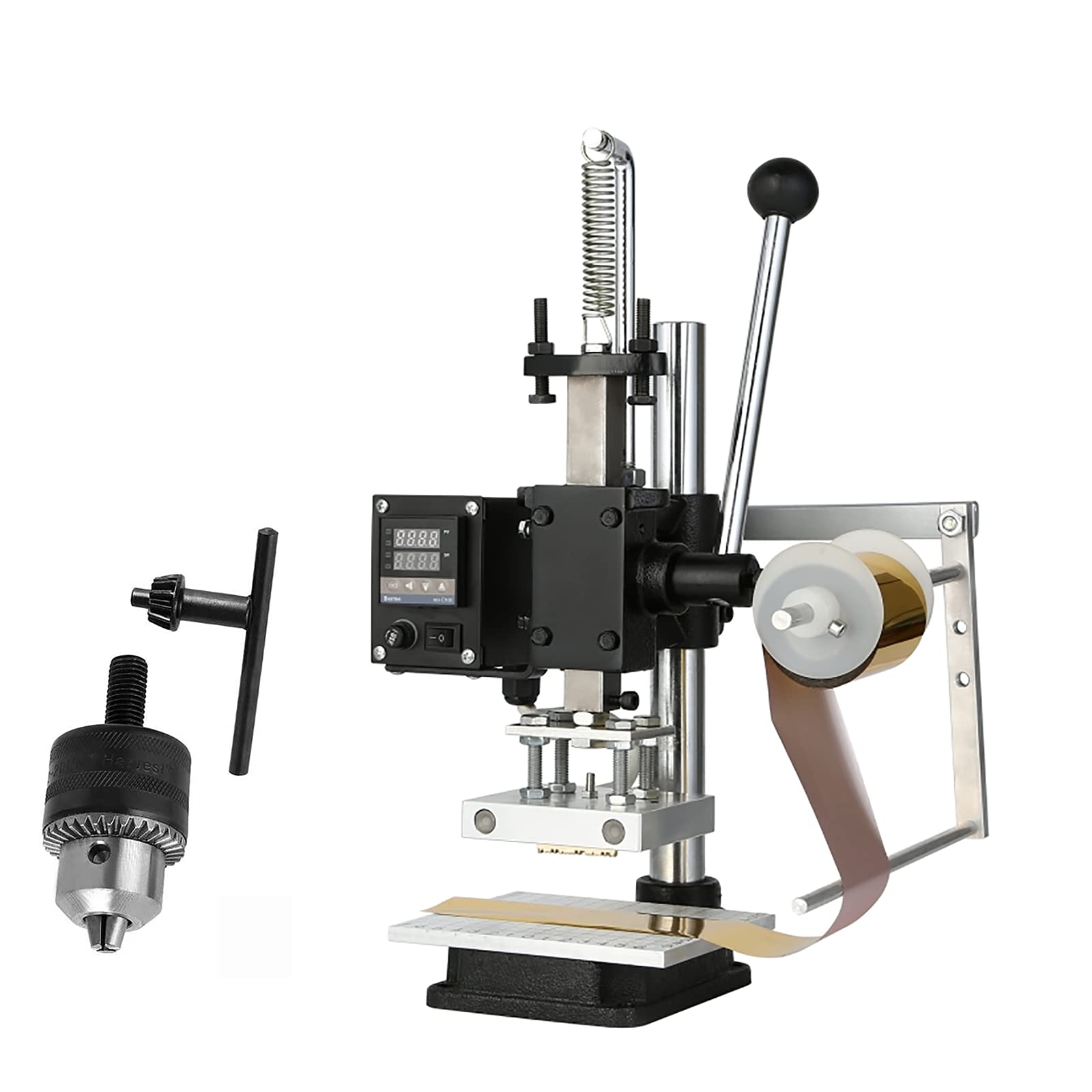 YUCHENGTECH Upgraded Hand Punching Machine Leather Hole Puncher and Hot Foil Stamping Machine Digital for Leather PVC Paper PU Logo Embossing (3.15×3.94in)