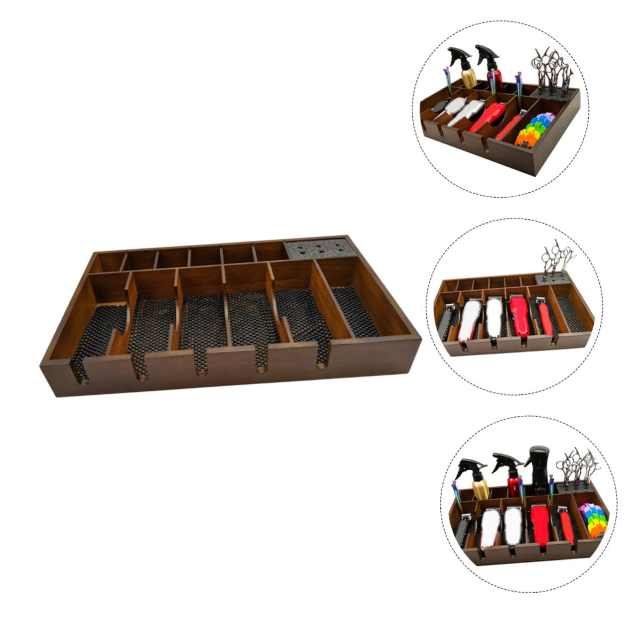 STOBAZA Support de Tondeuse Bois Massif pour Salon Coiffure Plateau Rangement Élégant pour Coupe Cheveux Organisateur Pratique pour Outils de Coiffure Électriques