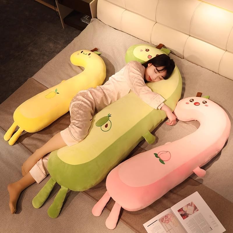 Kuscheltier XXL SüßE Lange Avocado, Pfirsich PlüSchtiere, Ergonomisch Geformtes Schlafkissen, Weich Und Bequem Kuschelkissen FüR Kinder, Erwachsene Und Schwangere XXL Squishy (120cm,Avocado)